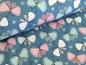 Preview: Reststück Baumwolljersey Lovly Schmetterling Jeansblau 118 x 145 cm